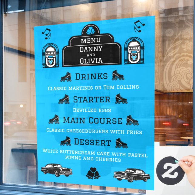 1950s Retro Diner Wedding Menu (Cafe Window)