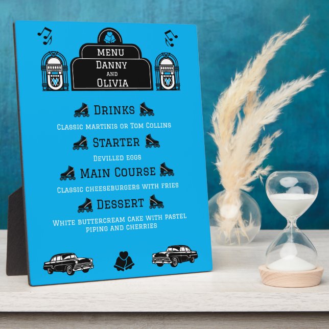 1950s Retro Diner Wedding Menu Plaque (Side)