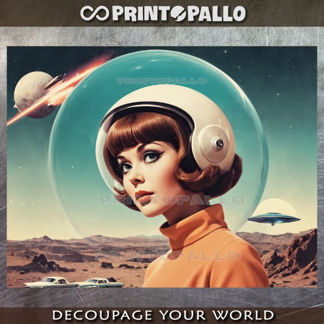 1950s Retro Futurism woman with Plexiglas helmet Tissue Paper (Creator Uploaded)