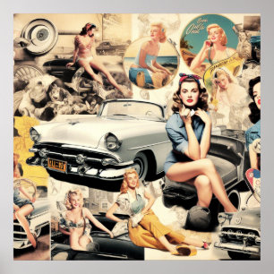 1950S Retro Girls Collage Poster