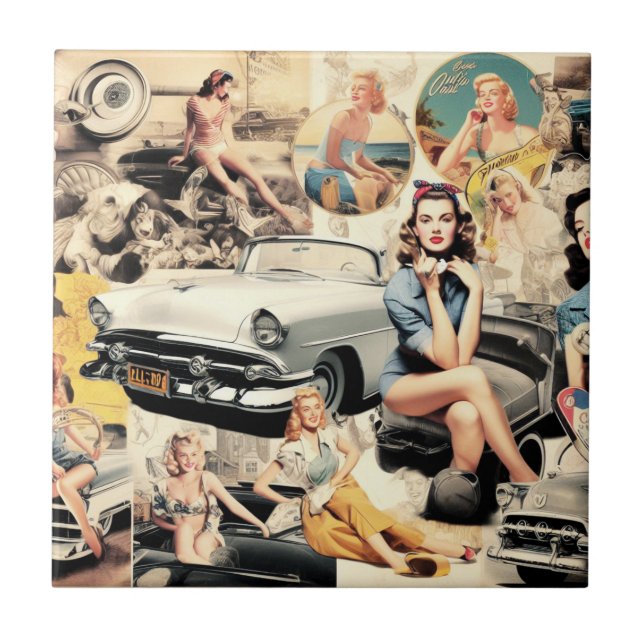 1950S Retro Girls Collage Tile (Front)