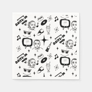 1950's Retro Graphics Nostalgic Birthday Napkin
