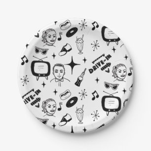 1950's Retro Graphics Nostalgic Birthday Paper Plate