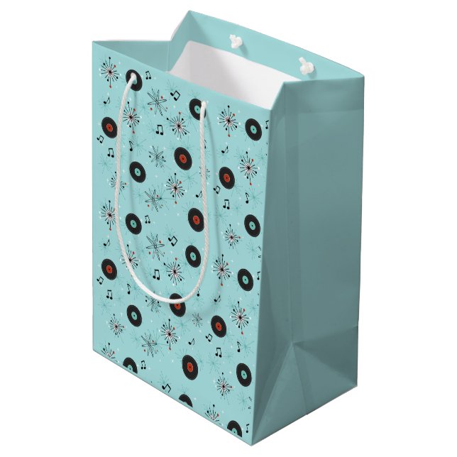 1950s Retro Music Records Medium Gift Bag (Back Angled)