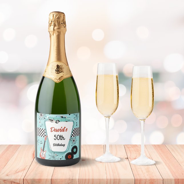 1950's Retro Party  Sparkling Wine Label (1950s retro sparkling wine label)