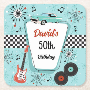 1950's Retro Party  Square Paper Coaster