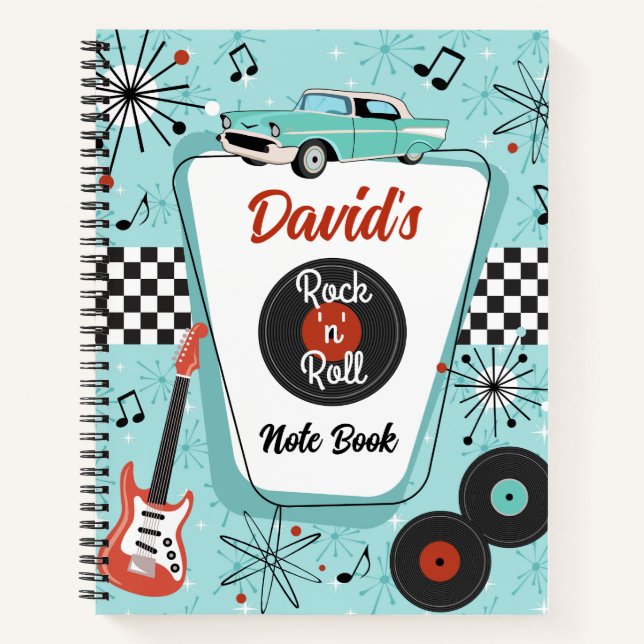 1950's Retro Rock 'n' Roll Music Notebook (Front)