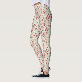 1950s Retro Santa & Reindeer Christmas Leggings