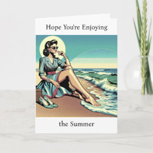 1950's Retro Woman   Enjoy the Summer   Miss You Card