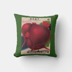 1950s seed packet beets print cushion