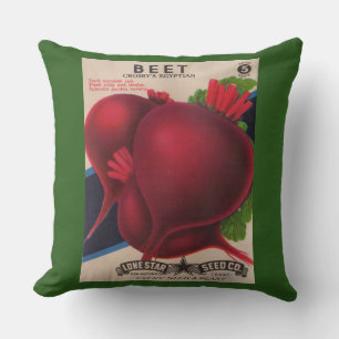 1950s seed packet beets print cushion