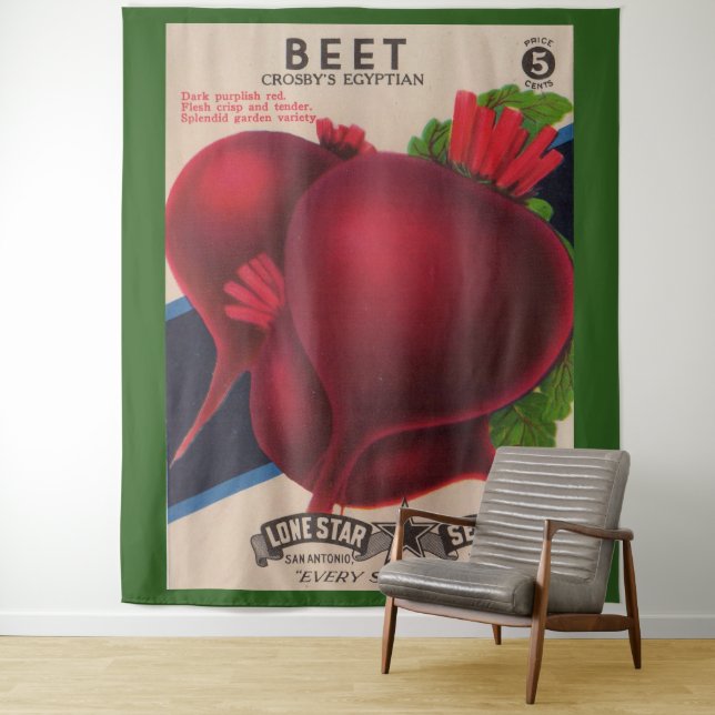 1950s seed packet beets print tapestry (In Situ)