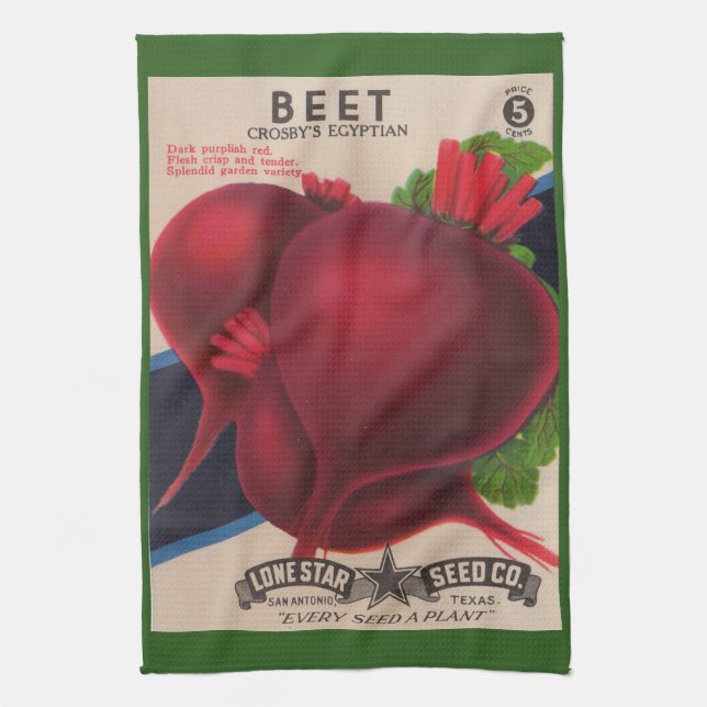 1950s seed packet beets print tea towel (Vertical)