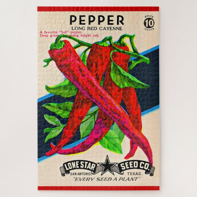 1950s seed packet cayenne pepper print jigsaw puzzle (Vertical)