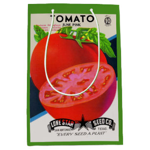 1950s seed packet tomato print  medium gift bag