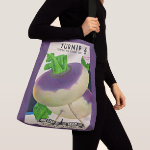1950s seed packet turnips print crossbody bag
