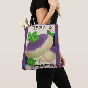1950s seed packet turnips print tote bag