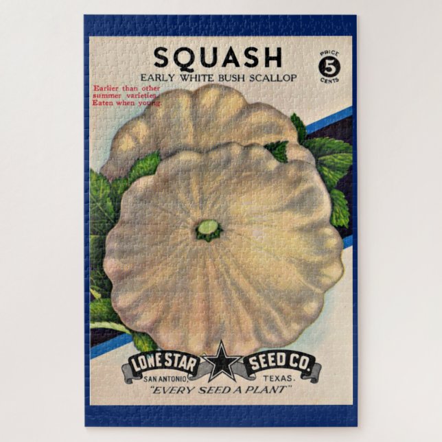 1950s seed packet white squash print jigsaw puzzle (Vertical)