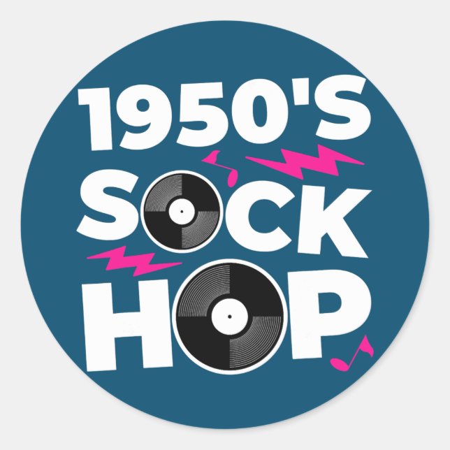 1950's Sock Hop 50's Dance Theme Party  Classic Round Sticker (Front)