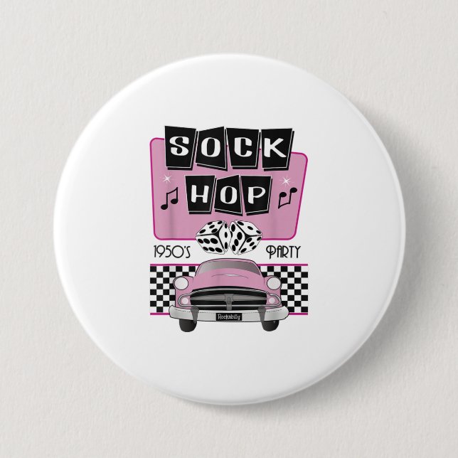 1950s Sock Hop Dance Costume Retro 50s Pink Rocka 7.5 Cm Round Badge (Front)