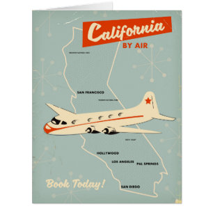 1950s style California "by air" travel poster