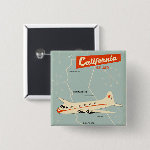 1950s style California "by air" travel poster 15 Cm Square Badge