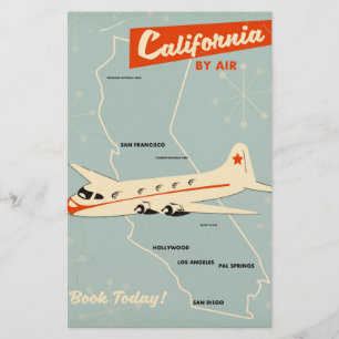 1950s style California "by air" travel poster Stationery