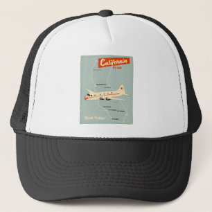 1950s style California "by air" travel poster Trucker Hat