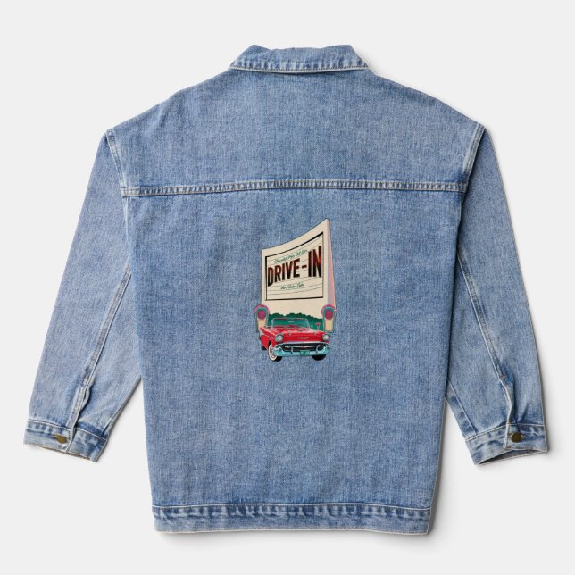  1950s-style drive-in movie denim jacket (Back)