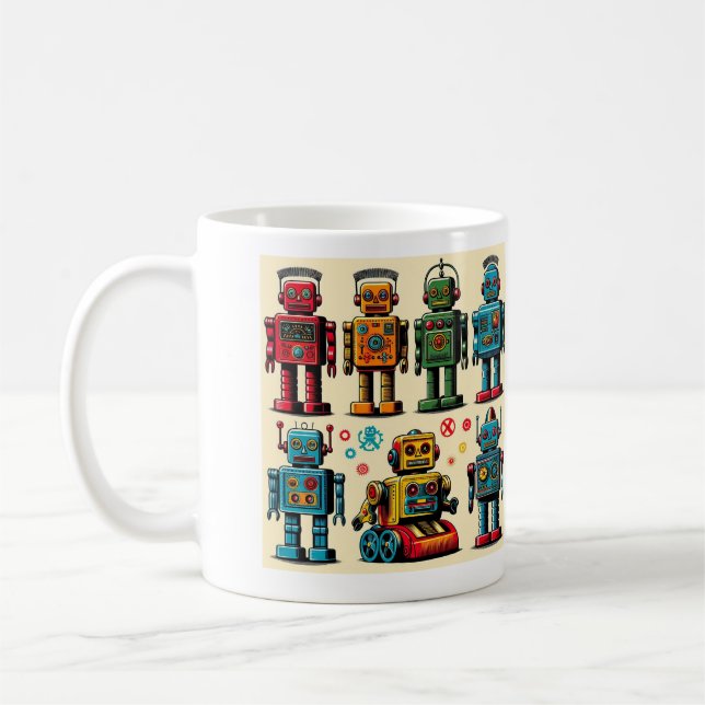 1950's style toy robots coffee mug (Left)