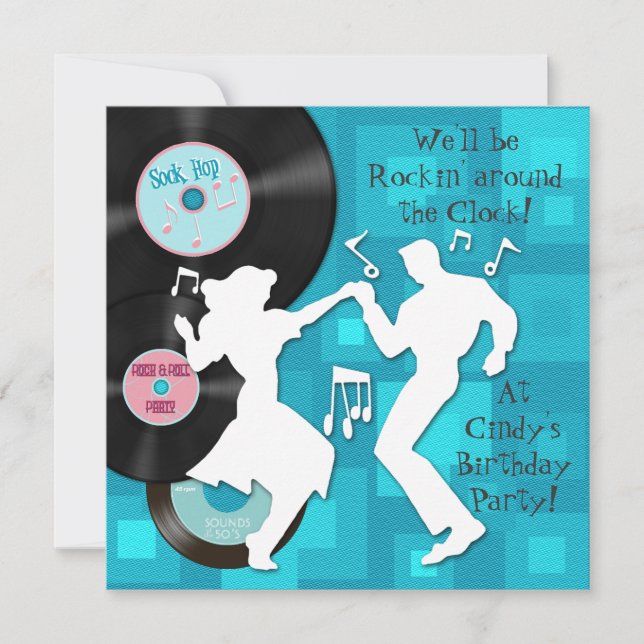 1950's Theme Birthday Party Invitation (Front)