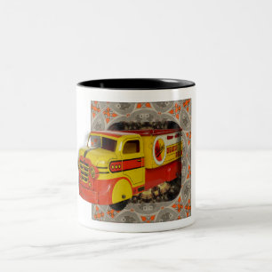 1950S TIN TRUCK TOY ON ELABORATE BACKGROUND Two-Tone COFFEE MUG