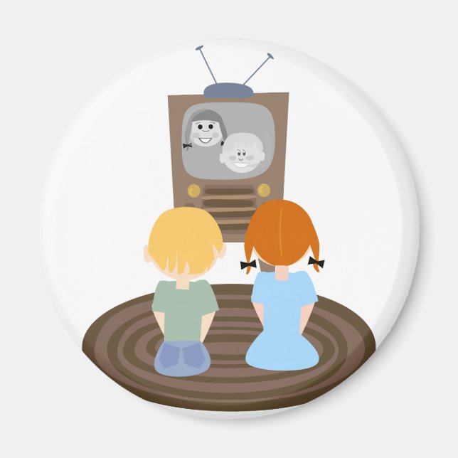 1950's TV Watching Kids Magnet (Front)