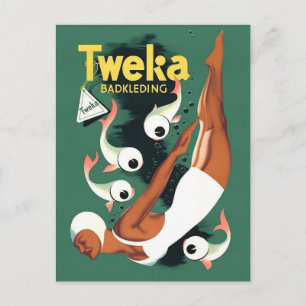 1950s Tweka swimsuit ad Postcard
