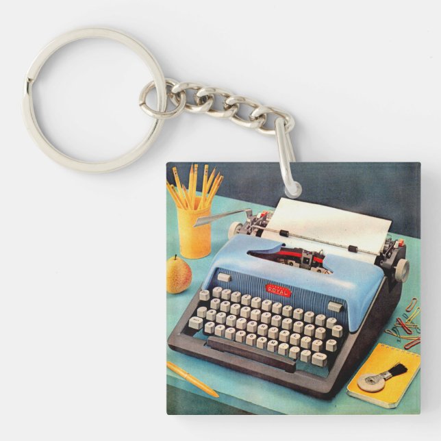 1950s typewriter ad image key ring (Front)