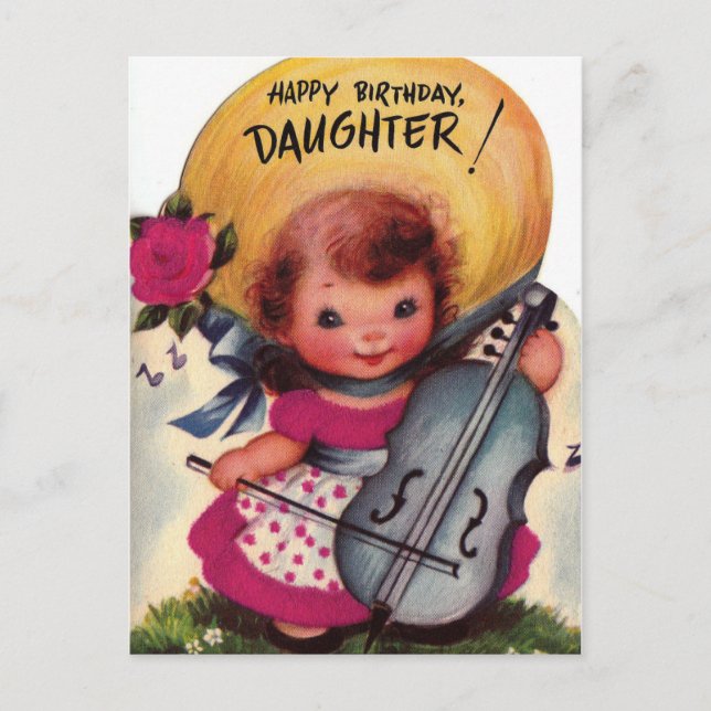 1950s Vintage Happy Birthday Daughter Postcard (Front)