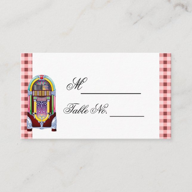 1950s Vintage Jukebox Wedding Place Card (Front)