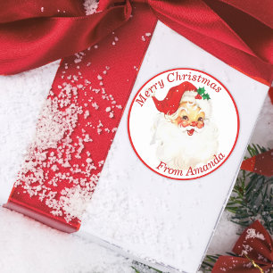 1950s Vintage Retro Santa Claus Custom Christmas Classic Round Sticker