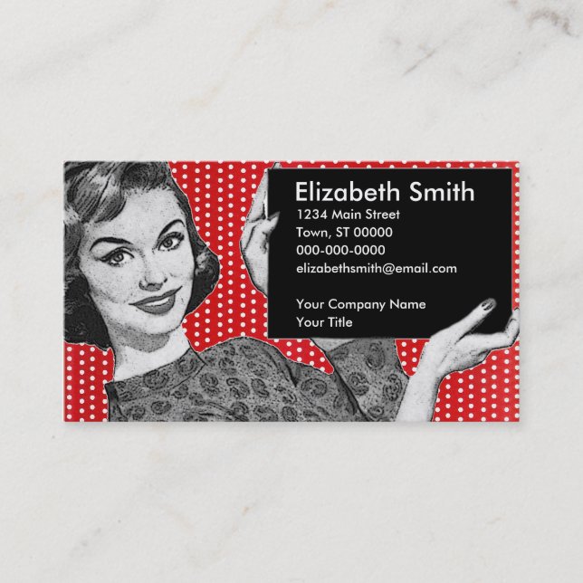 1950s Woman with a Sign Business Card (Front)