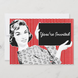 1950s Woman with a Sign Invitation