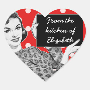 1950s Woman with a Sign Kitchen Heart Sticker