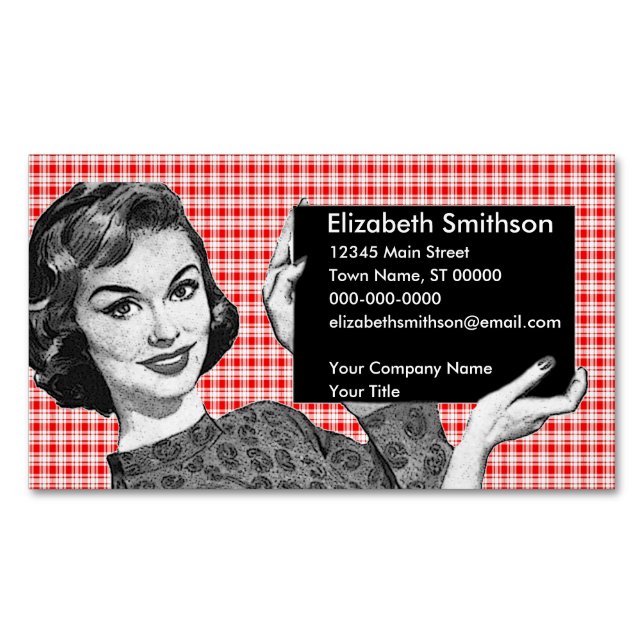 1950s Woman with a Sign V2 Magnetic Business Card (Front)