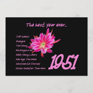 1951 Birth Year Hit Songs Birthday Party Invitation
