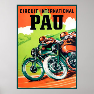 1951 Pau Grand Prix Motorcycle Race Poster