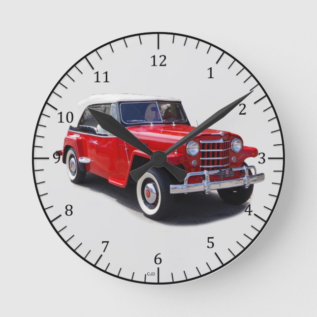 1951 red jeepster top up clock (Front)