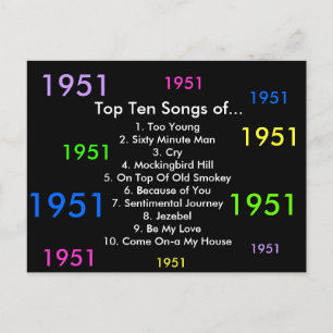 1951 Songs Postcard