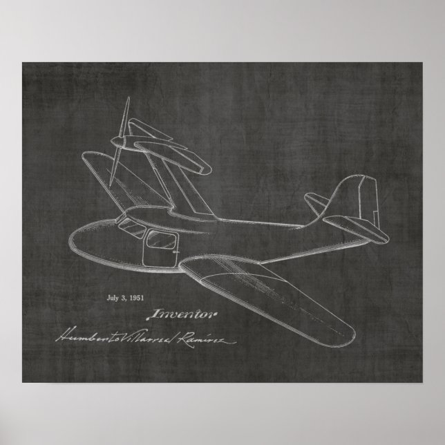 1951 Top Prop Aeroplane Patent Art Drawing Print (Front)