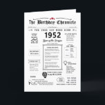 1952 The Year You Were Born Birthday Card<br><div class="desc">Step into the past with our fascinating 1952 birthday card! Packed with important moments and interesting facts from 1952, it's made just for your special birthday. This birthday card is full of cool insights and snapshots from that time. From big events like the first colour TV show, the rise of...</div>
