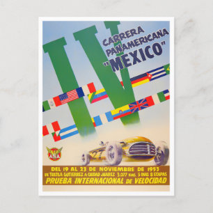 1953 Carrera Panamericana vintage car racing Postcard