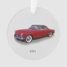 1953 red classic car acrylic ornament